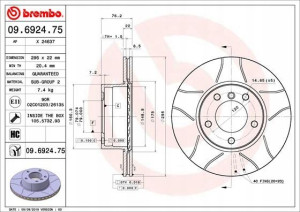 09.6924.75 BREMBO Tarcza hamulcowa