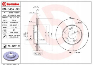 09.5457.31 BREMBO Tarcza hamulcowa