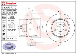 08.A737.11 BREMBO Tarcza hamulcowa