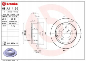 08.A114.31 BREMBO Tarcza hamulcowa