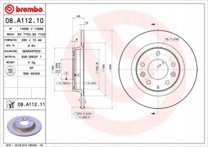 08.A112.11 BREMBO Tarcza hamulcowa