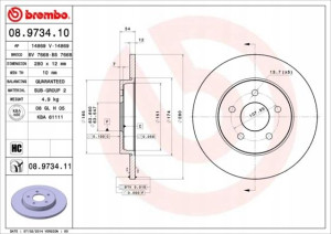 08.9734.11 BREMBO Tarcza hamulcowa