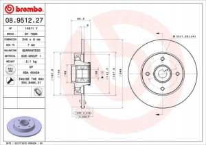 08.9512.27 BREMBO Tarcza hamulcowa