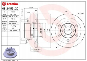 08.9459.20 BREMBO Tarcza hamulcowa