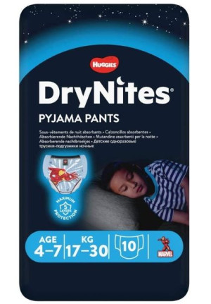 (DE) DryNites, Chłonne pieluchy na noc, dla chłopców 4-7 lat, 10 sztuk (PRO