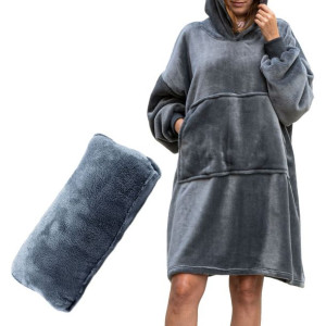 Bluzair Szary Koco Bluza Oversize z Kapturem 4w1