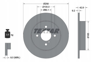 TEXTAR 92227903 Tarcza hamulcowa