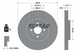TEXTAR 92202203 Tarcza hamulcowa