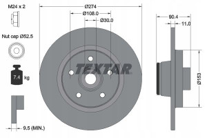 TEXTAR 92196203 Tarcza hamulcowa