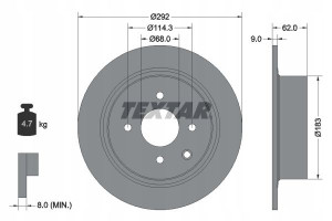 TEXTAR 92234303 Tarcza hamulcowa