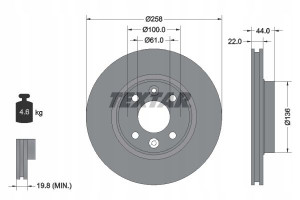TEXTAR 92255203 Tarcza hamulcowa