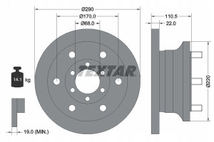 TEXTAR 93095100 Tarcza hamulcowa