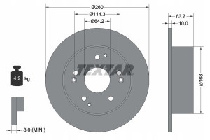 TEXTAR 92169703 Tarcza hamulcowa