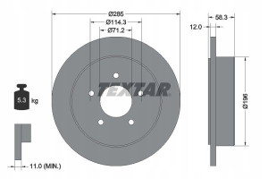 TEXTAR 92169100 Tarcza hamulcowa