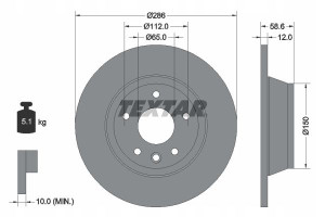 TEXTAR 92159403 Tarcza hamulcowa