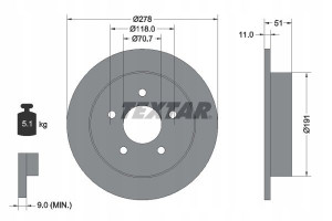 TEXTAR 92099800 Tarcza hamulcowa