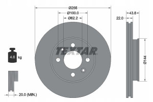 TEXTAR 92237903 Tarcza hamulcowa