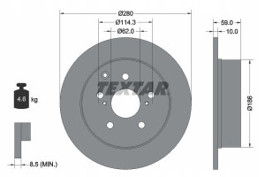 TEXTAR 92168103 Tarcza hamulcowa