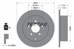 TEXTAR 92166103 Tarcza hamulcowa