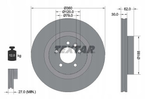 TEXTAR 92162003 Tarcza hamulcowa