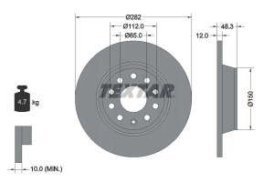 TEXTAR 92140803 Tarcza hamulcowa