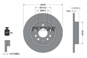 TEXTAR 92118503 Tarcza hamulcowa