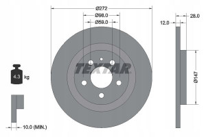 TEXTAR 92118203 Tarcza hamulcowa
