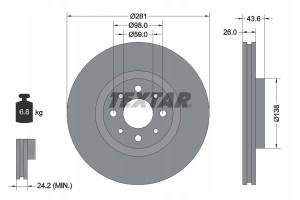 TEXTAR 92107703 Tarcza hamulcowa