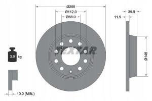 TEXTAR 92106303 Tarcza hamulcowa