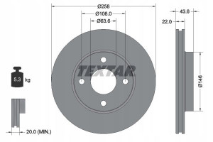 TEXTAR 92096203 Tarcza hamulcowa