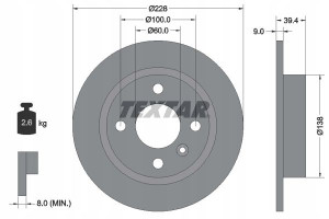 TEXTAR 92082800 Tarcza hamulcowa