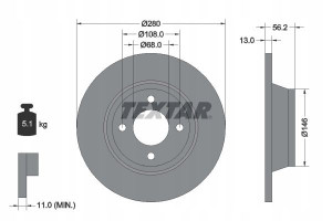 TEXTAR 92060400 Tarcza hamulcowa