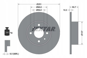TEXTAR 92034203 Tarcza hamulcowa