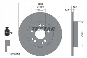 TEXTAR 92031803 Tarcza hamulcowa
