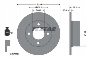 TEXTAR 92026100 Tarcza hamulcowa