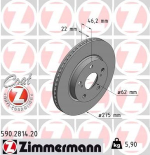 ZIMMERMANN 590.2814.20 Tarcza hamulcowa