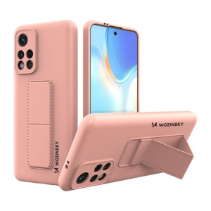 Kickstand silikonowe etui z podstawką etui Xiaomi Poco M4 Pro 5G różowe