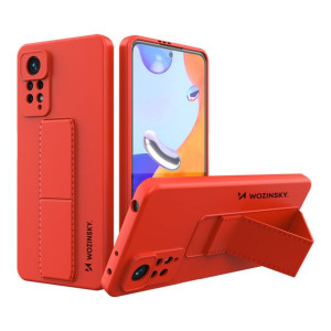 Kickstand silikonowe etui z podstawką Xiaomi Redmi Note 11 Pro czerwone