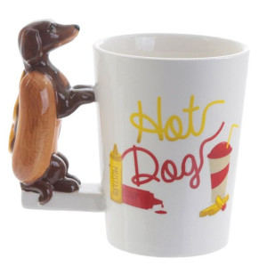 Kubek ceramiczny z uchem w kształcie Jamnik HotDog