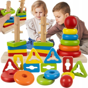 Drewniana Układanka Sensoryczna Sorter 15 El