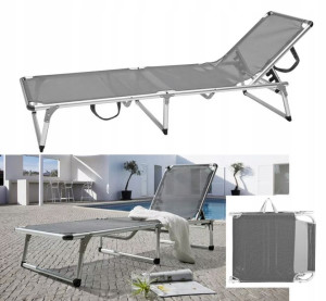 Leżak Aluminium Leżanka Składana Plażowa Ogrodowa