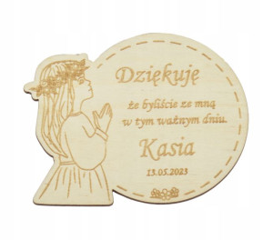 Magnes dla gości Komunia Święta pamiątka grawer