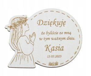 Magnes dla gości Komunia Święta pamiątka Biały