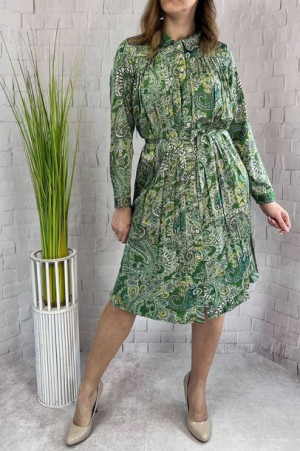 Sukienka Plisowana Midi Z Kołnierzykiem Madelain Zielona Xl/2xl
