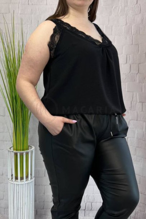 Top Bluzka Z Koronką Plus Size Czarna Uni