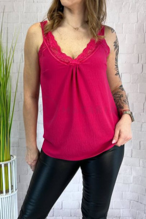 Top Bluzka Z Koronką Slim Size Fuksjowa Uni