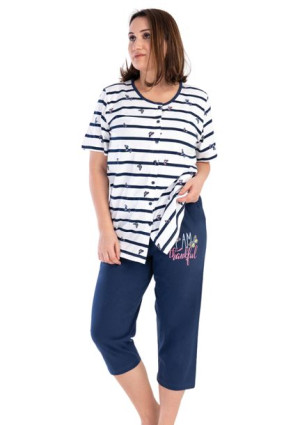 Piżama Damska Vienetta bawełna +Size 2XL rozpinana