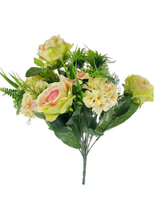 Bukiet mieszany z różą BF9 18 GAŁĄZEK 46 cm (6 kolorów) Oliwkowy