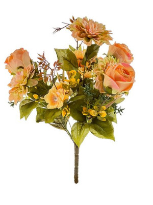 Bukiet Róża Dalia MIX  L9-24 (44 cm) 6 kolorów Brzoskwiniowy #11