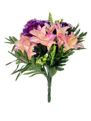Bukiet mieszany Róża/Lilia L342B (33cm) Fiolet